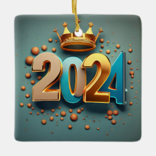 Ornement En Céramique Fête du Nouvel An 2024 - Bonne 2024