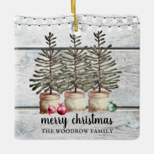 Ornement En Céramique Fêtes de Noël Rustique en bois personnalisées