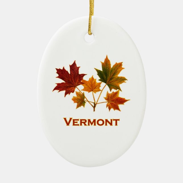 Ornement En Céramique Feuillage d'automne du Vermont - feuille d'érable (Devant)