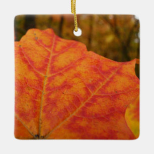 Ornement En Céramique Feuille d'érable orange et rouge Abstraite nature