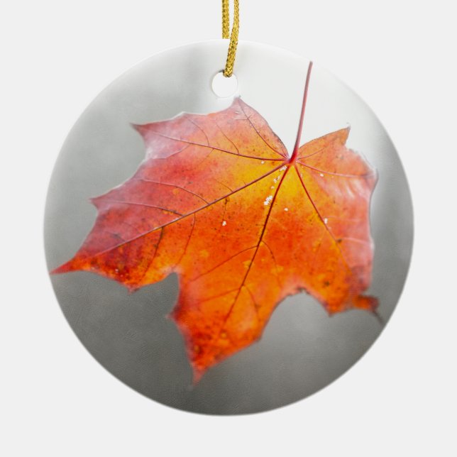Ornement En Céramique Feuille d'érable rouge - Automne mystique (Devant)