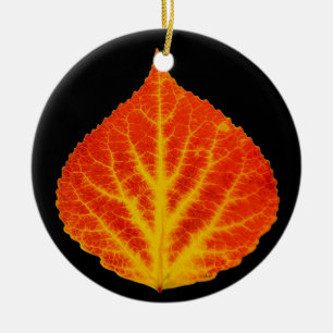 Ornement En Céramique Feuille rouge et jaune #10 d'Aspen