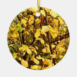 ORNEMENT EN CÉRAMIQUE FEUILLES D'AUTOMNE JAUNE