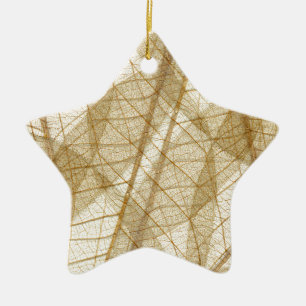 Ornement En Céramique Feuilles en dentelle beige crème pâle