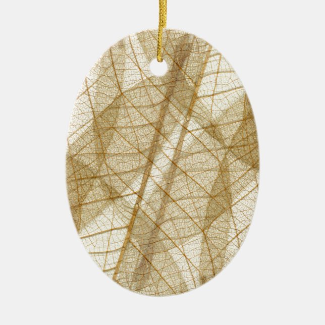 Ornement En Céramique Feuilles en dentelle beige crème pâle (Devant)