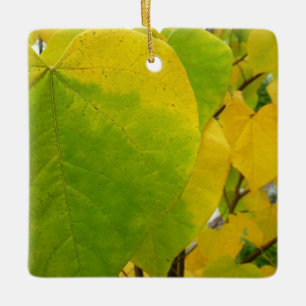 Ornement En Céramique Feuilles rouges jaunes et verts