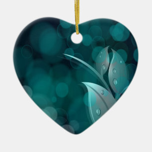 Ornement En Céramique Feuilles turquoise Bokeh