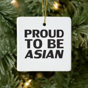 Ornement En Céramique Fier d'être asiatique, noir blanc signe