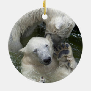 Ornement En Céramique Fighting Polar Bears
