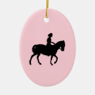 Ornement En Céramique Fille à cheval / Rose rose pénis
