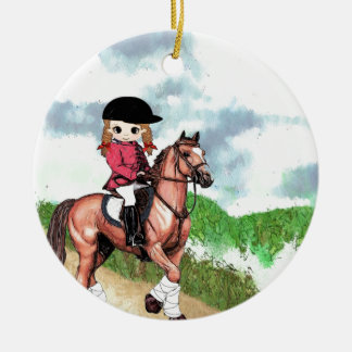 Ornement En Céramique Fille anglaise d'équitation