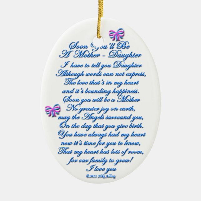 Ornement En Céramique Fille attendant le ęr bébé (Devant)