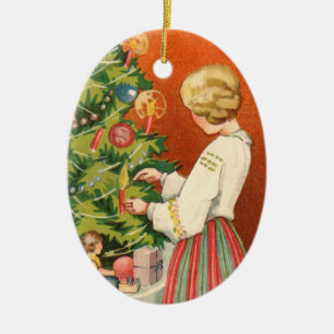 Ornement En Céramique Fille estonienne à l'ornement d'arbre de Noël