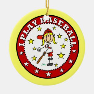 Ornement En Céramique Fille Je joue au baseball T shirts et Cadeaux