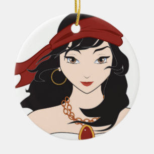 Ornement En Céramique Fille mignonne de pirate