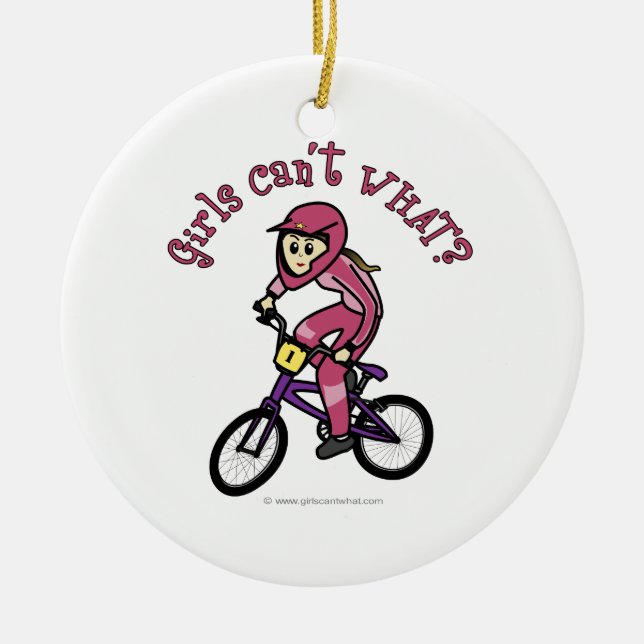 Ornement En Céramique Filles roses légères BMX (Devant)