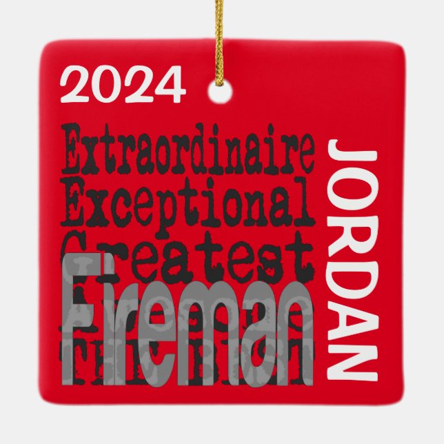 Ornement En Céramique Fireman Extraordinaire CUSTOM (Dos)