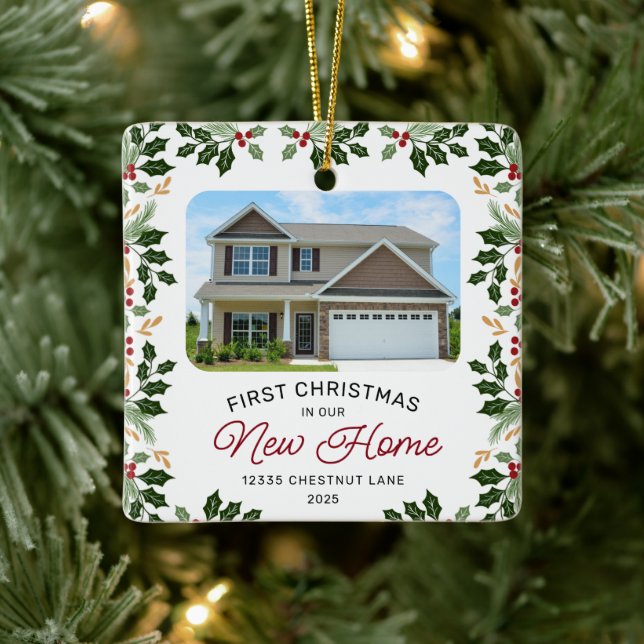Ornement En Céramique First Christmas New Home Photo Ornament (Arbre)