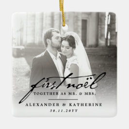 Ornement En Céramique First Noel Old Handwriting Holiday Mariage Photo