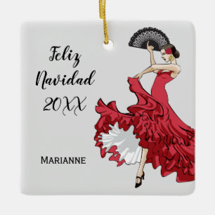 Ornement En Céramique Flamenco de Noël personnalisé