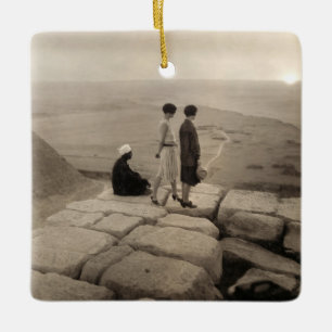 Ornement En Céramique Flapper Girls Sunrise Khufu Pyramid, Égypte 1920