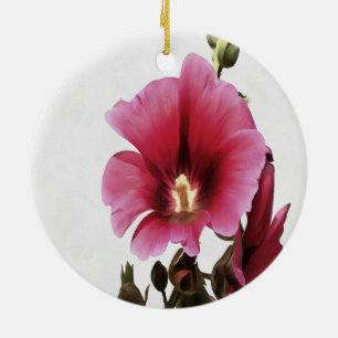 Ornement En Céramique Fleur de Malva rose paradisiaque