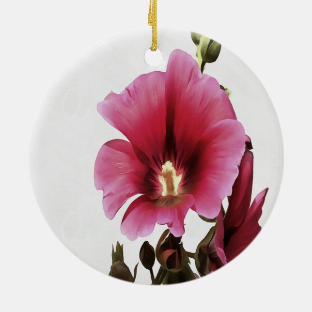 Ornement En Céramique Fleur de Malva rose paradisiaque (Dos)
