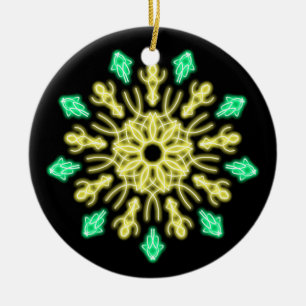 Ornement En Céramique Fleur de néon jaune et vert