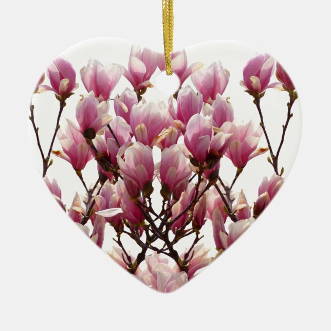 Ornement En Céramique Fleur de printemps rose florissante Magnolias (Devant)