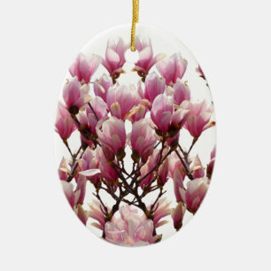 Ornement En Céramique Fleur de printemps rose florissante Magnolias