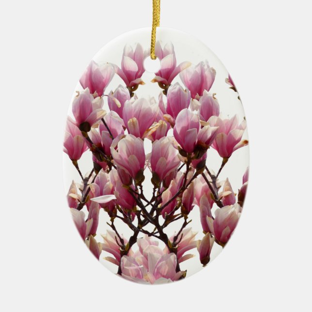 Ornement En Céramique Fleur de printemps rose florissante Magnolias (Devant)