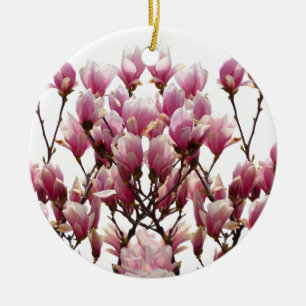 Ornement En Céramique Fleur de printemps rose florissante Magnolias