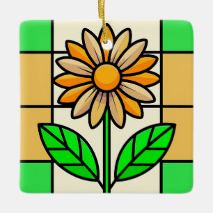 Ornement En Céramique Fleur de verre tendu