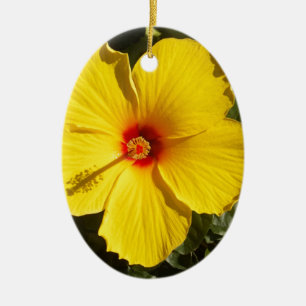 Ornement En Céramique Fleur d'Hibiscus jaune