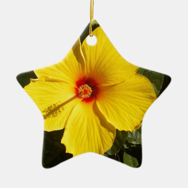 Ornement En Céramique Fleur d'Hibiscus jaune (Devant)