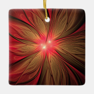 Ornement En Céramique Fleur fractale de fansy rouge