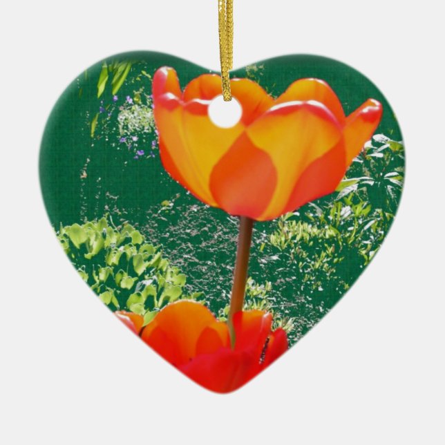 Ornement En Céramique Fleur orange (Devant)