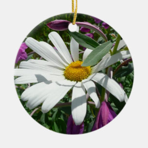 Ornement En Céramique Fleur sauvage Daisy et Fireweed