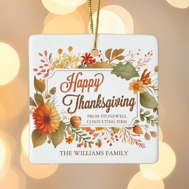 Ornement En Céramique Fleurs d'automne du Bon thanksgiving d'affaires pe (Créateur téléchargé)