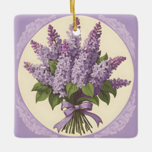 Ornement En Céramique Fleurs de lilas violettes