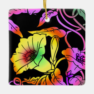 Ornement En Céramique Fleurs de néon