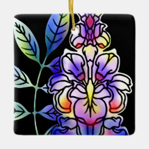 Ornement En Céramique Fleurs de néon