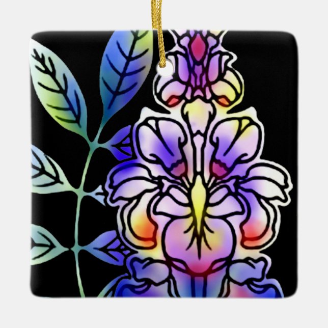 Ornement En Céramique Fleurs de néon (Devant)
