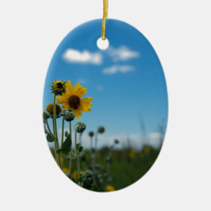 Ornement En Céramique Fleurs de soleil sur le ciel bleu