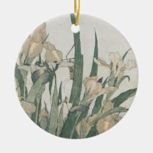 Ornement En Céramique Fleurs d'iris et sauterelle, c.1830-31