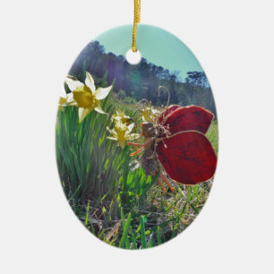Ornement En Céramique Fleurs et fleurs jaunes