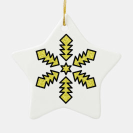 Ornement En Céramique Flocon de neige scintillant - Étoile jaune