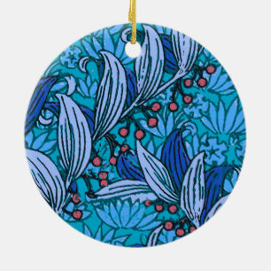 Ornement En Céramique Floral bleu ancien Boho moderne