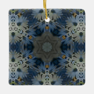 Ornement En Céramique Floral de marguerite bleu antique