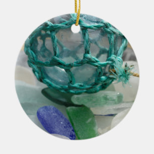 Ornement En Céramique Flotteur de pêche sur verre, Alaska